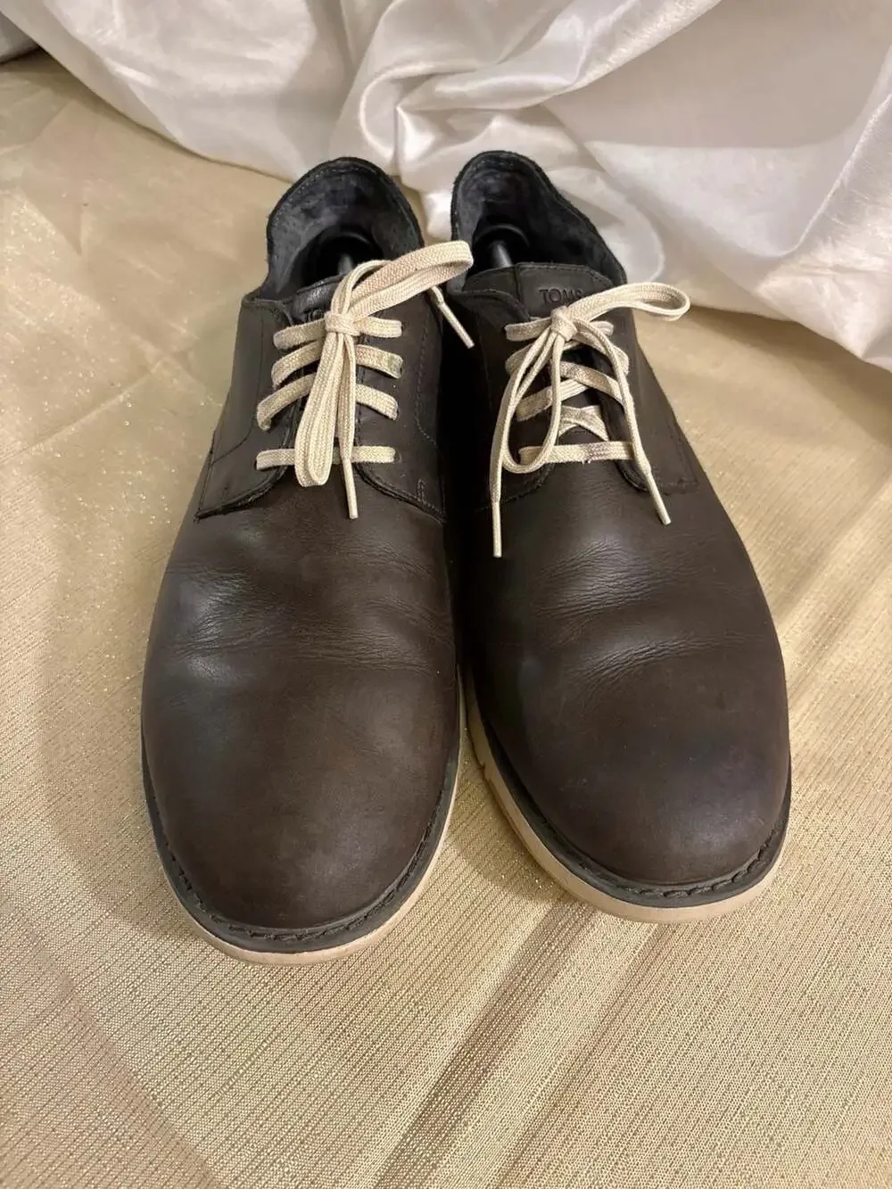 TOMS Navi Oxford Size 14 Dark Brown Leather Casual Dress Shoes
